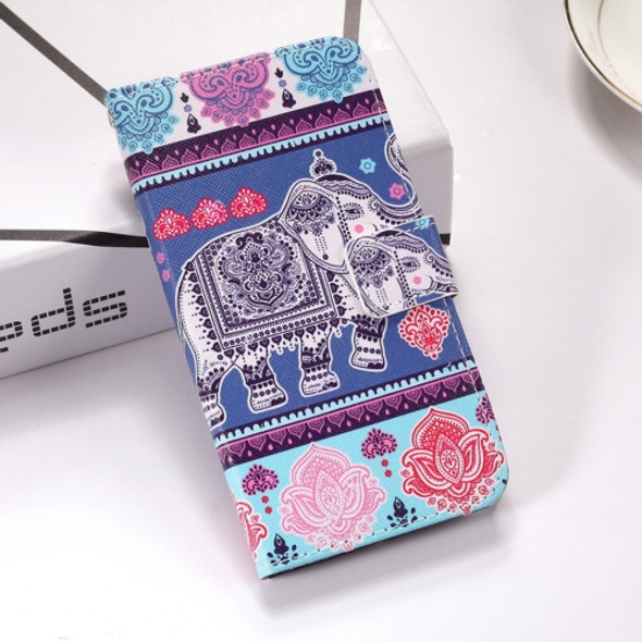 Elephant Pattern Colored Drawing Horizontal Flip Leather Case for Huawei P30 Lite, with Holder & Card Slots & Wallet & Lanyard