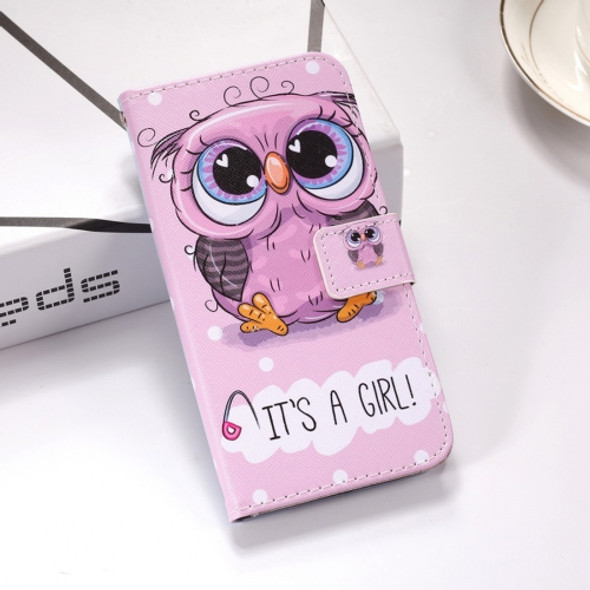 Cute Owl Pattern Colored Drawing Horizontal Flip Leather Case for Huawei P30 Lite, with Holder & Card Slots & Wallet & Lanyard