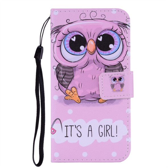 Cute Owl Pattern Colored Drawing Horizontal Flip Leather Case for Huawei P30 Lite, with Holder & Card Slots & Wallet & Lanyard