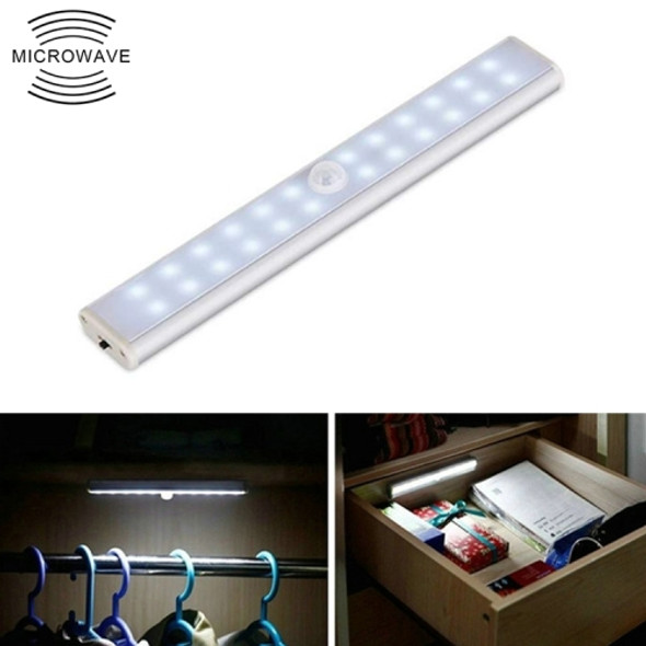 2W 24 LEDs White Light Wide Screen Intelligent Human Body Sensor Light LED Corridor Cabinet Light, USB Charging Version