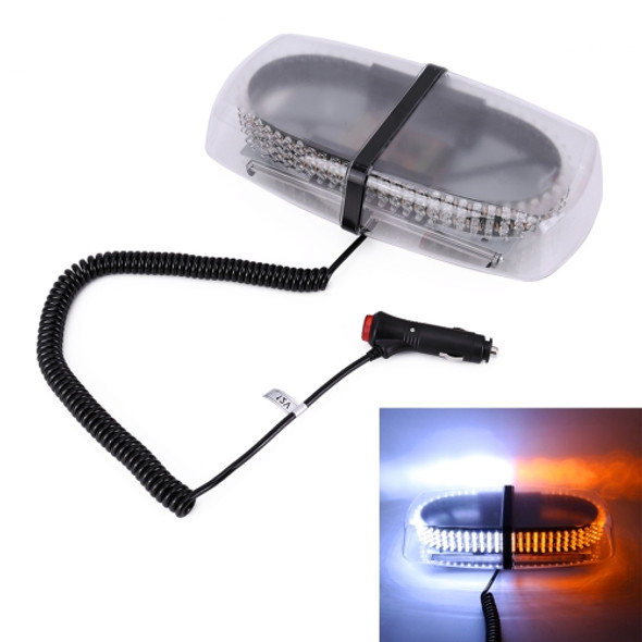 25W 240 LED Vehicle Roof Top Emergency Hazard Warning Strobe Light, Yellow and White Light