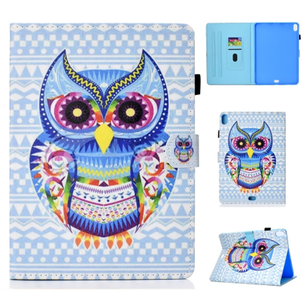For iPad Pro 11 2018 Colored Drawing Stitching Horizontal Flip Leather Case, with Holder & Card Slots(Colored Owl)