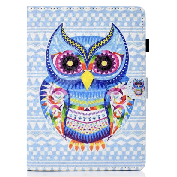 For iPad Pro 11 2018 Colored Drawing Stitching Horizontal Flip Leather Case, with Holder & Card Slots(Colored Owl)