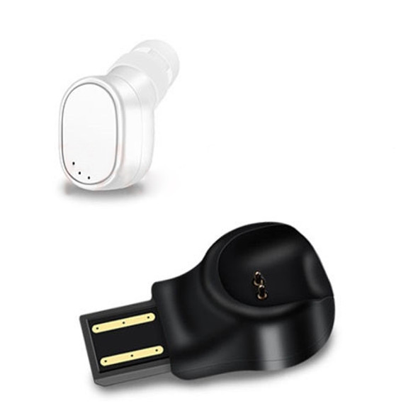 LESIRI X12 Bluetooth Headset Mini Wireless Earphone Portable USB Magnetic Charging Headset Sport Earbud Headset for iPhone(White)