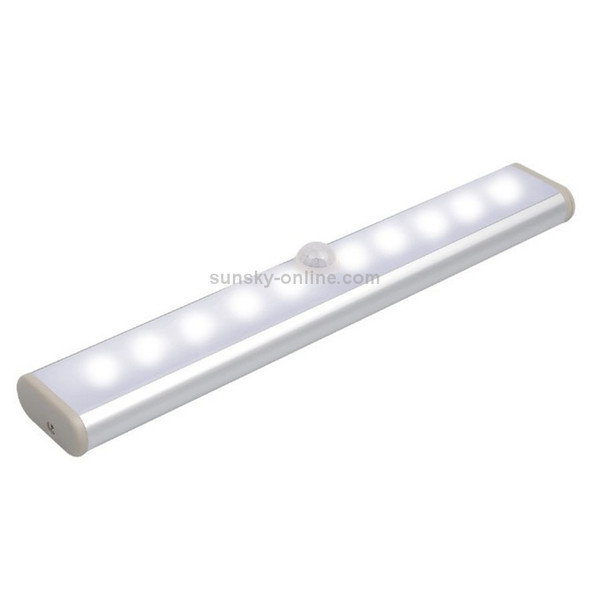 2W 10 LEDs White Light Wide Screen Intelligent Human Body Sensor Light LED Corridor Cabinet Light, Battery Version