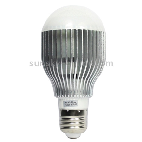 E27 7W Energy Saving Light Bulb, 7 LED, 3000K Warm White Light, AC 85-265V