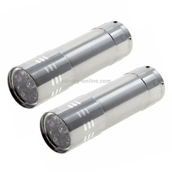 2 PCS Nail Dryer Mini LED Flashlight UV Lamp Portable For Nail Gel Fast Dryer(Silver)