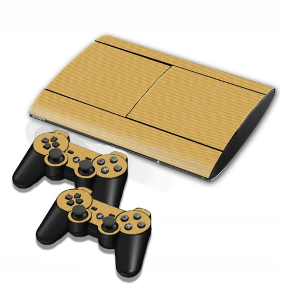 Carbon Fiber Texture Decal Stickers for PS3 Game Console(Gold)