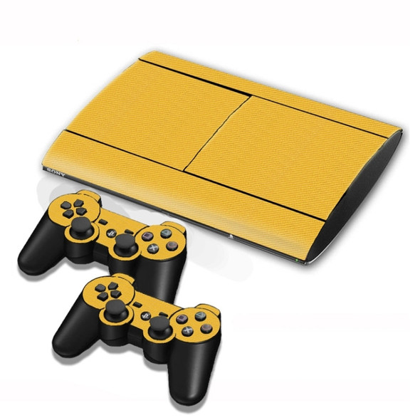 Carbon Fiber Texture Decal Stickers for PS3 Game Console(Yellow)