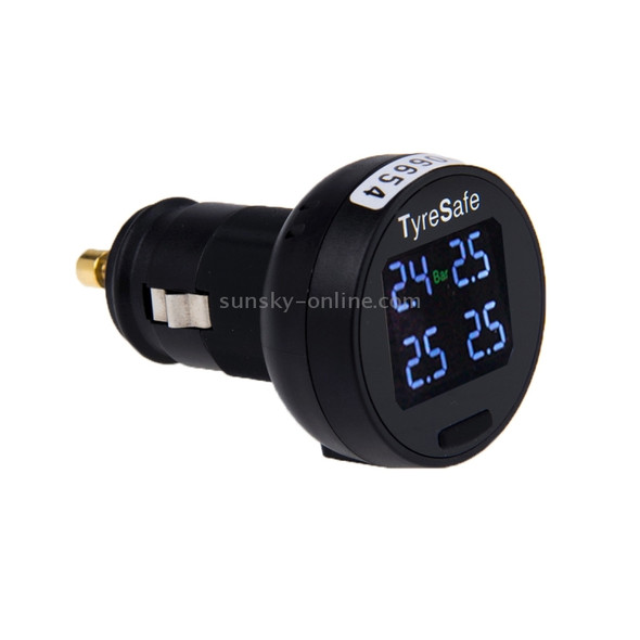 SZdalos DLS-400 Cigarette Plug LCD Display Car Tire Pressure Monitoring System with USB Charger Port & 4 External Sensors