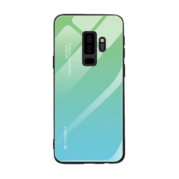 For Galaxy S9 Gradient Color Glass Case(Sky Blue)