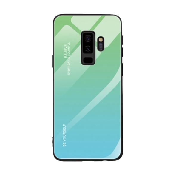 For Galaxy S9 Gradient Color Glass Case(Sky Blue)