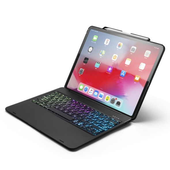 F129S ABS Colorful Backlit Bluetooth Keyboard Case for iPad Pro 12.9 inch ?2018?, with Pen Slot(Black)