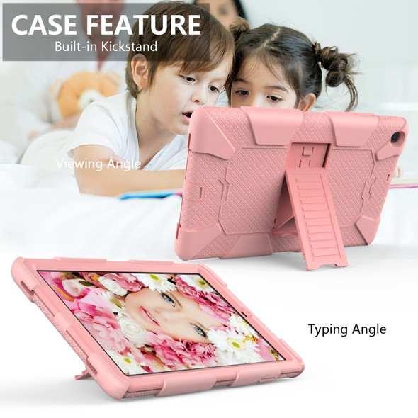 Shockproof Two-Color Silicone Protection Case with Holder for Galaxy Tab A 10.1 (2019) / T510(Rose Gold)