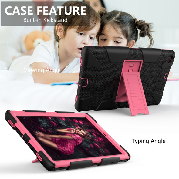 Shockproof Two-Color Silicone Protection Case with Holder for Galaxy Tab A 10.1 (2019) / T510(Black+Hot Pink)