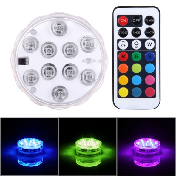 Waterproof Submersible LED Light, 10 LEDs Cylinder Remote Controlled with Remote Controllor, Remote Control Range(in Open Area): 24-30 Feet