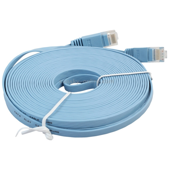 8m CAT6 Ultra-thin Flat Ethernet Network LAN Cable, Patch Lead RJ45 (Blue)