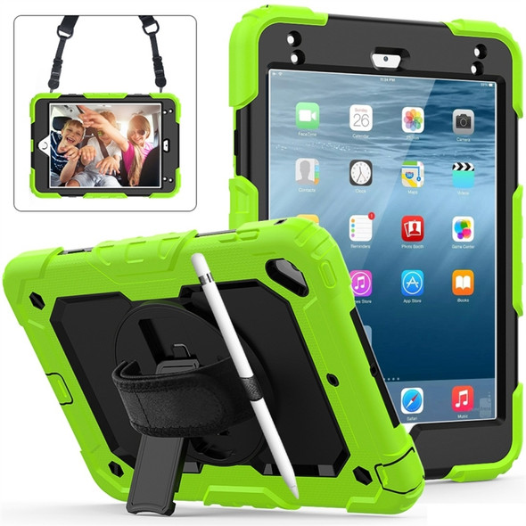 Shockproof Colorful Silica Gel + PC Protective Case for iPad Mini 2019 / Mini 4, with Holder & Shoulder Strap & Hand Strap & Pen Slot (Green)