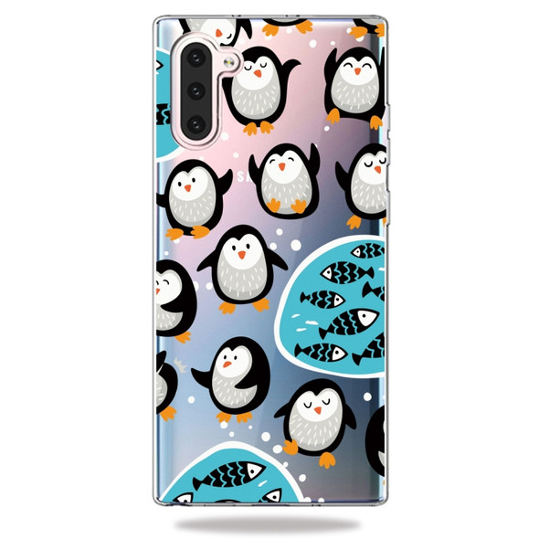 Fashion Soft TPU Case 3D Cartoon Transparent Soft Silicone Cover Phone Cases For Galaxy Note10(Penguin)