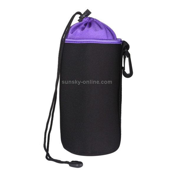 SLR Camera Lens Bag Micro Single Lens Bag Lens Inner Bile Bag Waterproof Protective Case Plus Velvet Thickening, Diameter: 10cm, Height: 14cm(Purple)