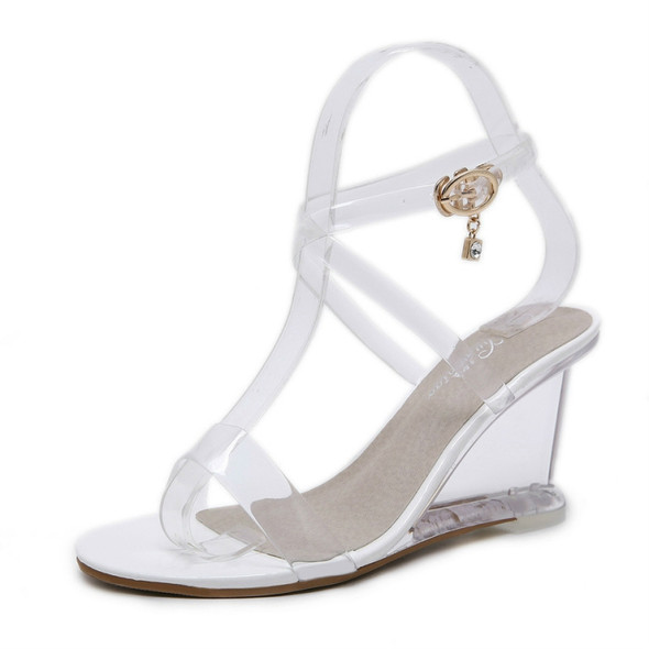 Transparent PVC Peep Toe Stiletto High-Heeled, Shoe Size:41(White)