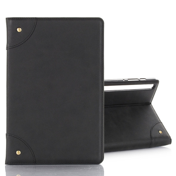 For Galaxy Tab S6 T860 / T865 Retro Book Style Horizontal Flip Leather Case with Holder & Card Slots & Wallet (Black)
