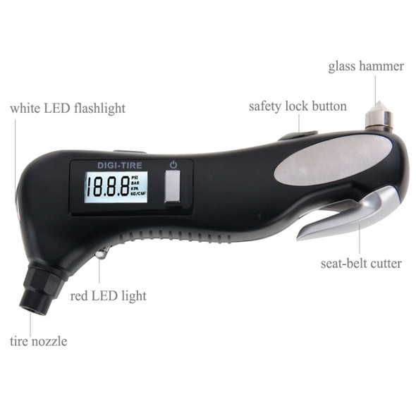 LCD Display Screen Digital Tire Gauge with LED Flashlight, Pressure Range: 2-150PSI