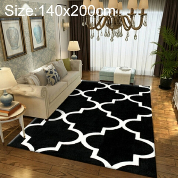 Nordic Geometric Carpet For Living Room  Non-slip Floot Mat, Size:140x200cm(Black)