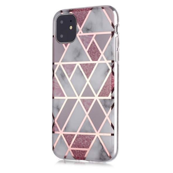 For iPhone 11 Plating Marble Pattern Soft TPU Protective Case(Pink)