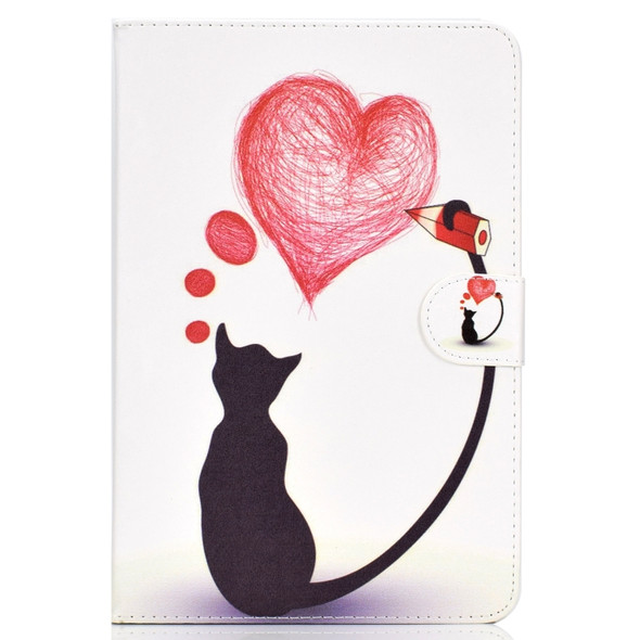 Colored Pattern Drawing Horizontal Flip PU Leather Case with Three-folding Holder for 8 inch Tablet PC(Love cats)