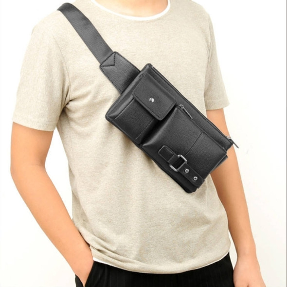 Universal Outdoor Men Shoulder Messenger Bags Retro Men Waist Bag, Size: L (27cm x 15cm x 1cm) (Black)