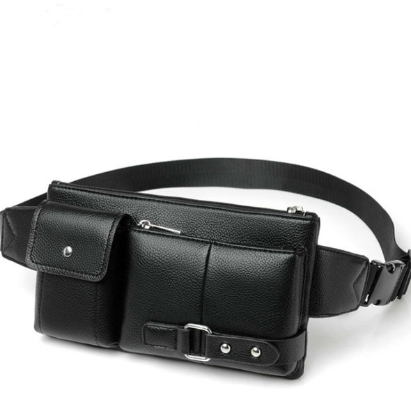 Universal Outdoor Men Shoulder Messenger Bags Retro Men Waist Bag, Size: L (27cm x 15cm x 1cm) (Black)