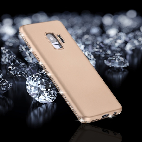 For Galaxy S9 Crystal Decor Sides Frosted Soft TPU Protective Back Case (Gold)