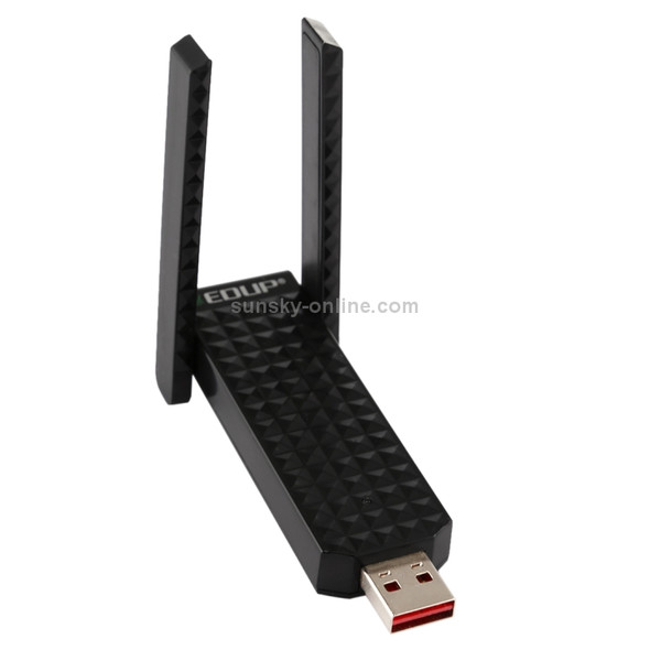 EDUP EP-AC1625 600Mbps 2.4G / 5.8GHz Dual Band Wireless 11AC USB 2.0 Adapter Network Card with 2 Antennas for Laptop / PC(Black)