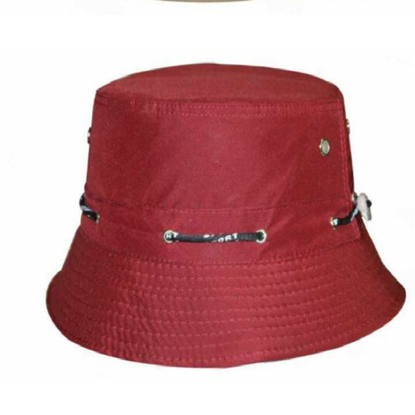 2 PCS Fashionable Adjustable Cotton Bucket Cap Shade Fisherman Hat with Venting & String(Red Wine)