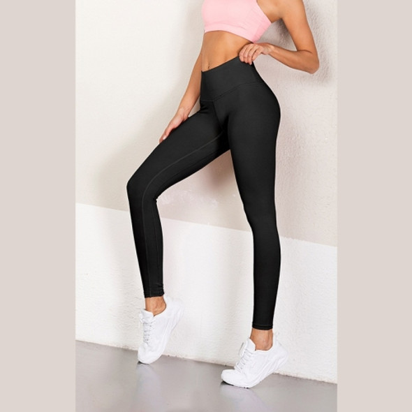 Peach Hip Hip Elastic Sports And Fitness Yoga Leggings Nine Points (Color:Black Size:S)