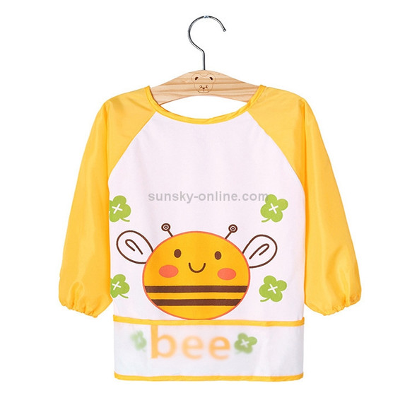 Children Waterproof Bib Long Sleeve Apron Smock, Size:S(Bee Yellow)