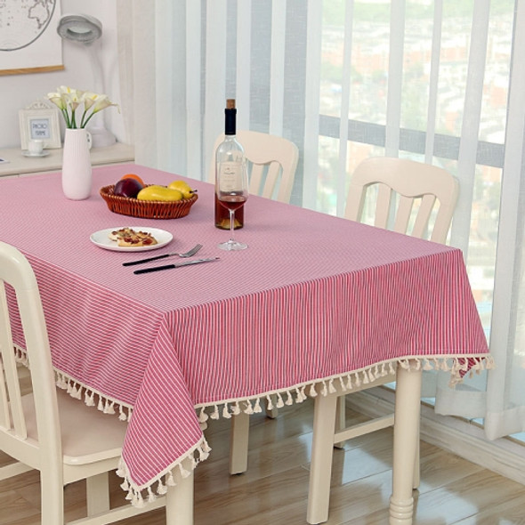 Cloth Cotton Dining Tablecloth Decoration Cloth, Size:140x140cm(Pink Stripe)