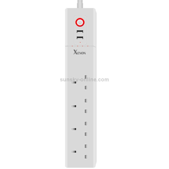 2 x USB Ports + 4 x UK Plug Jack WiFi Remote Control Smart Power Socket Works with Alexa & Google Home, Cable Length: 1.8m, AC 90-265V, UK Plug