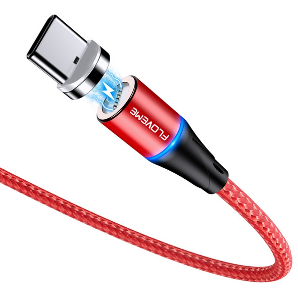 FLOVEME 1m USB-C / Type-C to USB Round Head Magnetic 3A Fast Charging & Data Cable(Red)