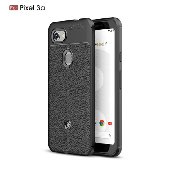 Litchi Texture TPU Shockproof Case for Google Pixel 3a(Black)