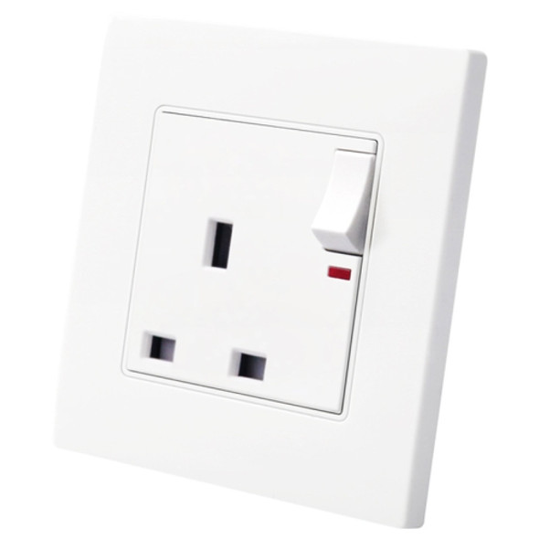 86 Type PC 13A Three Hole Power Socket with Light Switch, UK Plug