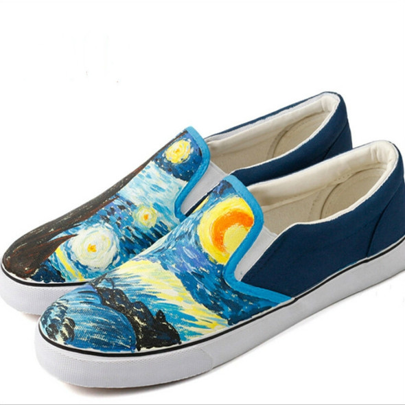 Hand Painted Women Flat Casual Canvas Shoes Customize Design Shoes, Shoes Size:40(W204C New)
