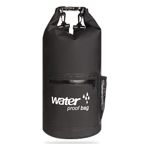 Outdoor Waterproof Dry Dual Shoulder Strap Bag Dry Sack PVC Barrel Bag, Capacity: 10L(Black)
