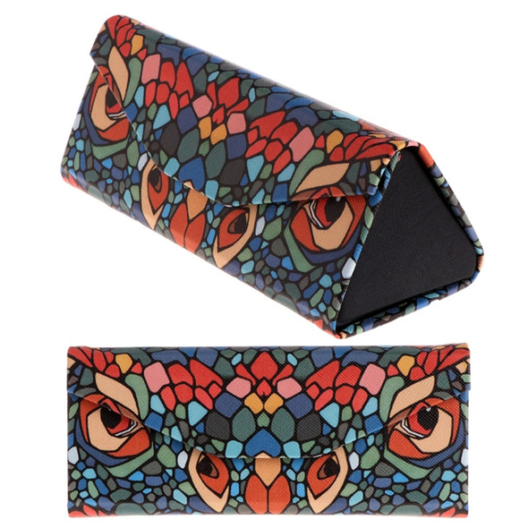 Foldable Triangle Animal Print Glasses Case Sunglasses Myopia Frame Case(Chameleon)