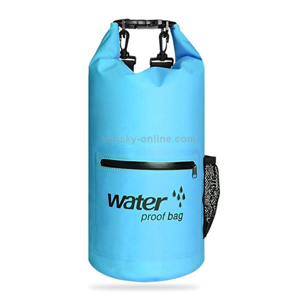 Outdoor Waterproof Dry Dual Shoulder Strap Bag Dry Sack PVC Barrel Bag, Capacity: 20L(Blue)