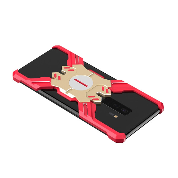 For Galaxy S9 / S9+ Hero Series Anti-fall Wear-resistant Metal Protective Case with Bracket(Red Gold)