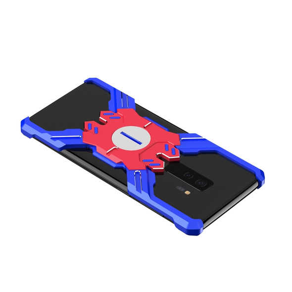 For Galaxy S9 / S9+ Hero Series Anti-fall Wear-resistant Metal Protective Case with Bracket(Blue Red)