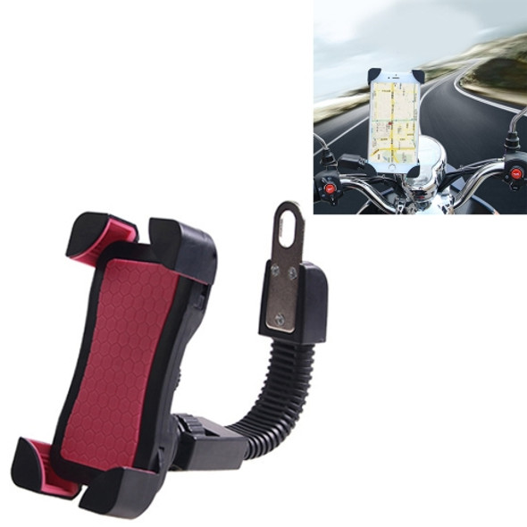 Universal 360 Degrees Free Rotation ABS Motorcycle Phone Bracket Mountain Bike Navigation Bracket GPS/Mobile Holder for 3.5-6.5 inch Mobile Phone(Rose Red)
