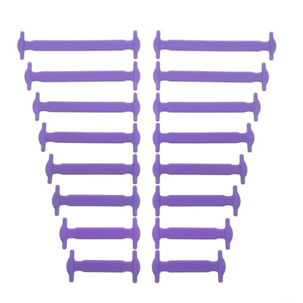 16 PCS / Set Running No Tie Shoelaces Fashion Unisex Athletic Elastic Silicone ShoeLaces(Purple )